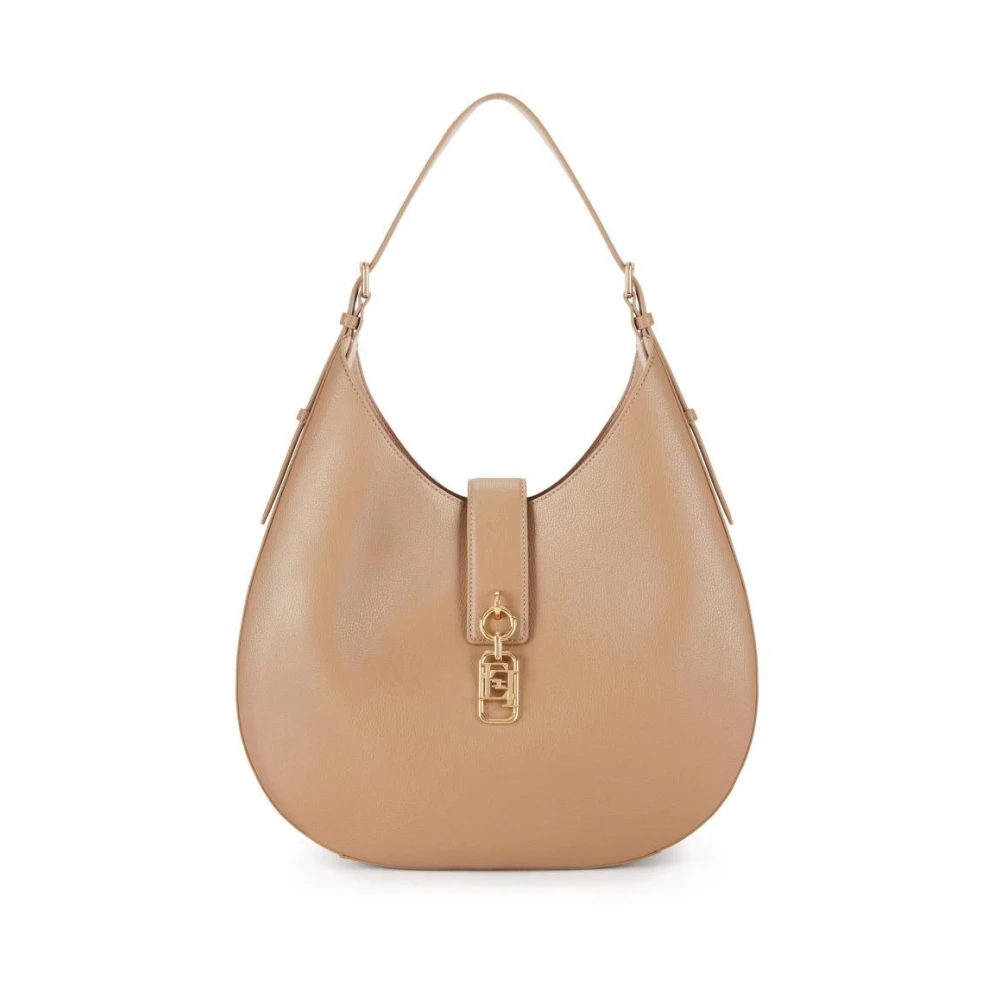 Elisabetta Franchi Women's Beige Round Hobo Bag With Charm - Shoulder Bags - One Size - Bags