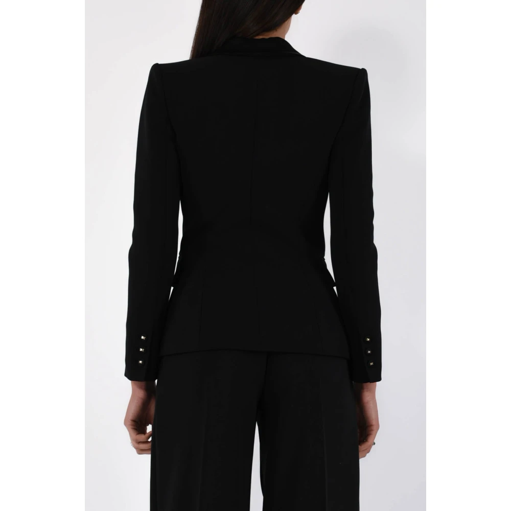 Elisabetta Franchi Satin Revers Crepe Jas Black Dames