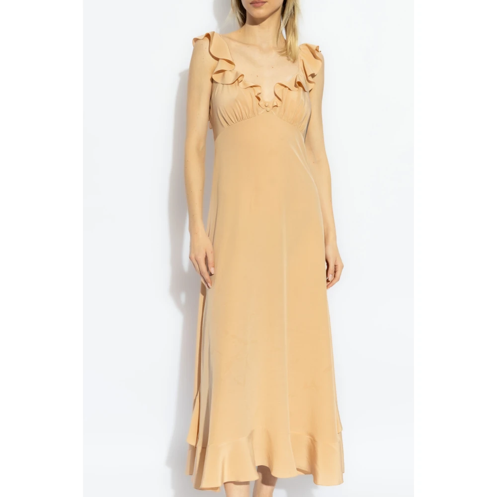 Chloé Zijden jurk met ruches Beige Dames