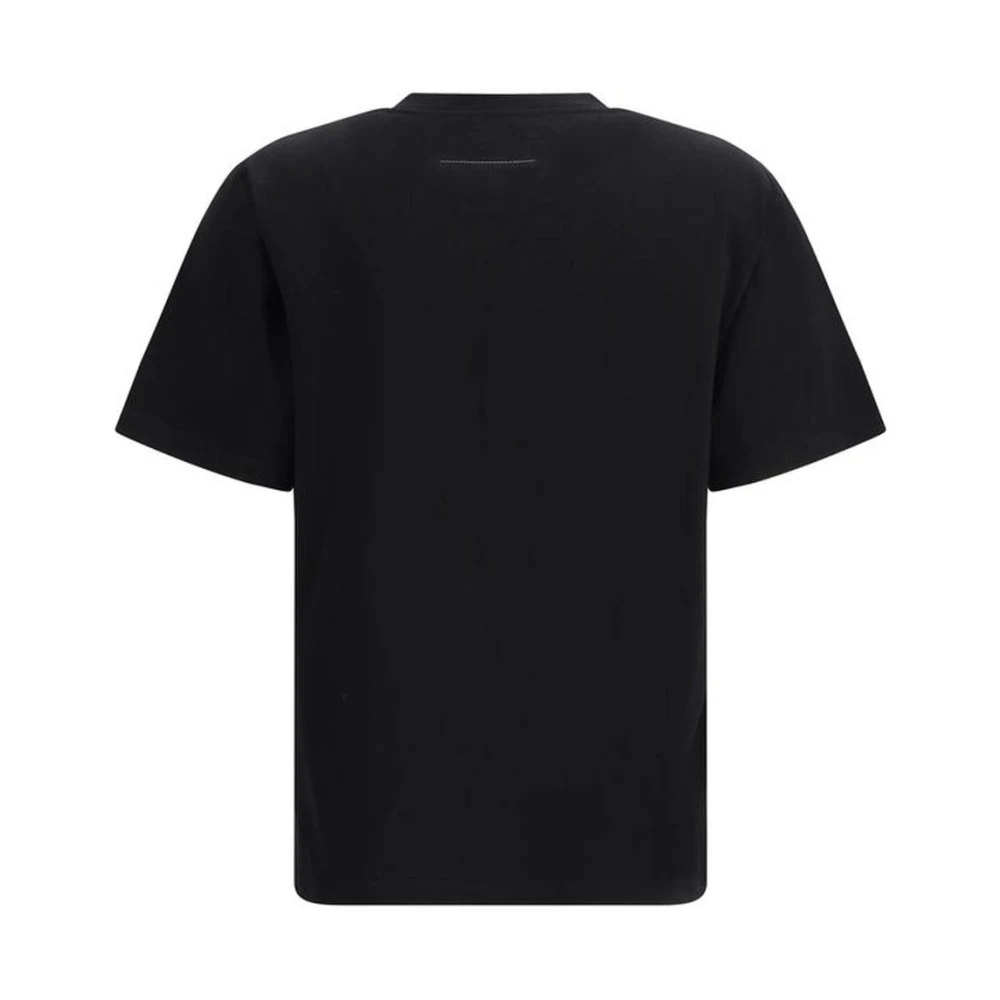 MM6 Maison Margiela Iconisch Monogram Geribbeld Katoenen T-Shirt Black Dames