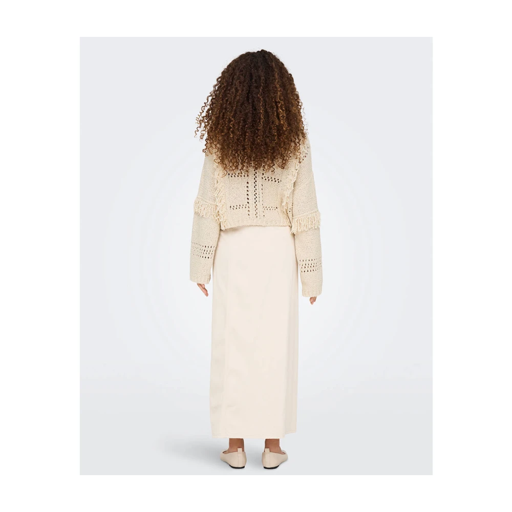 Only Fringe Life Pullover Beige Dames