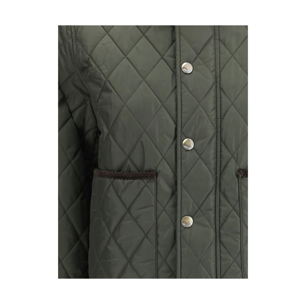 Burberry Gewatteerde jas met ribfluwelen kraag Green Dames