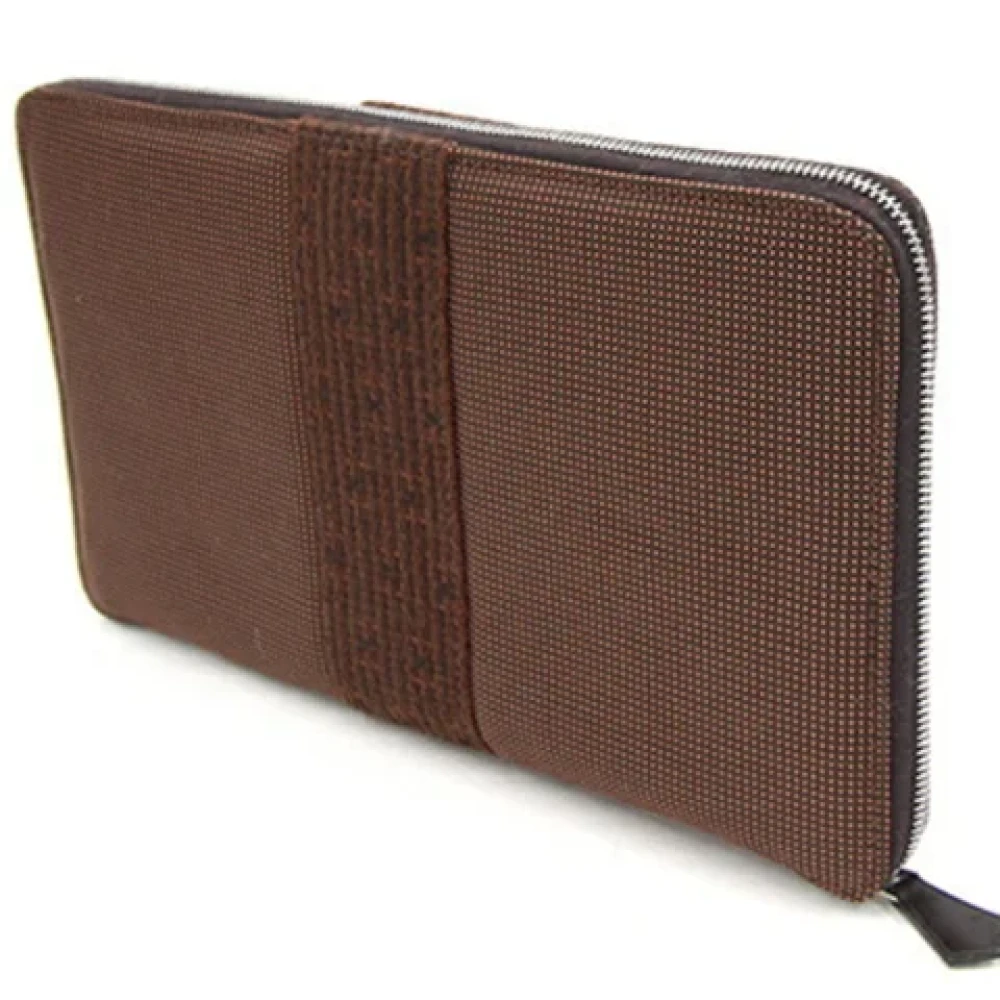 Hermès Vintage Pre-owned Canvas wallets Brown Heren