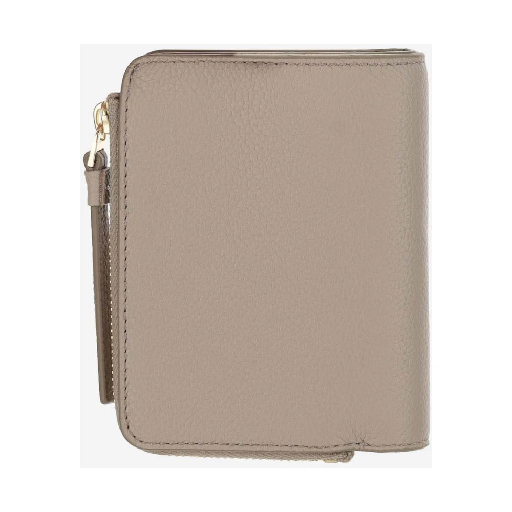 TORY BURCH Leren portemonnee met dubbele T-knop Beige Dames