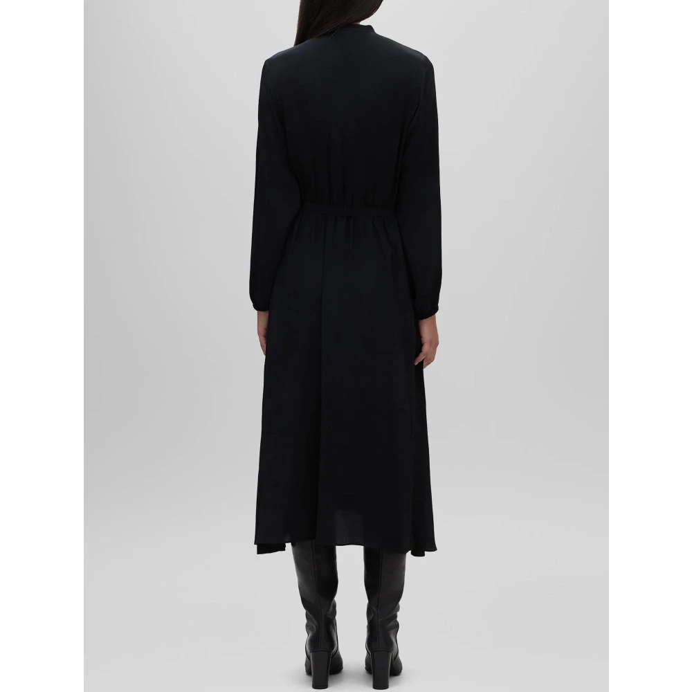 Aspesi Zwarte zijden crêpe jurk met jabot Black Dames