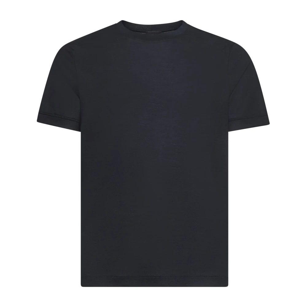 Giorgio Armani Blauwe Wol T-shirts en Polos Blue Heren