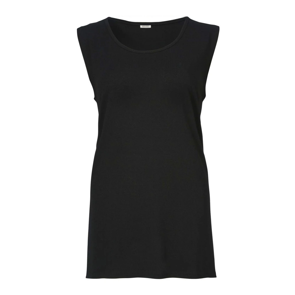 Masai Women's Black Feminine Top With Wide Straps - Sleeveless Tops - L - Tops