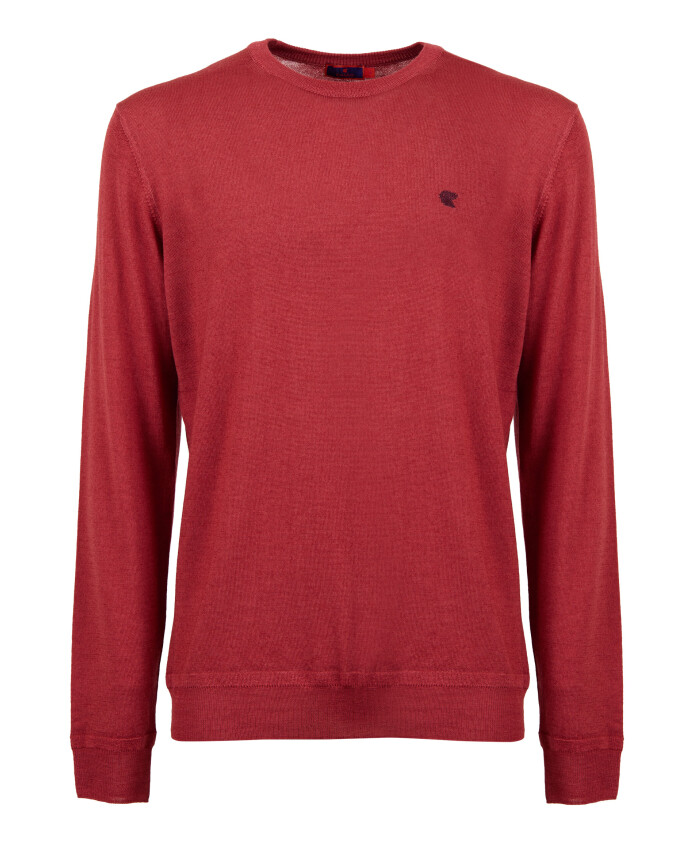 pull-rouge-uni-a-col-rond-pour-hommes