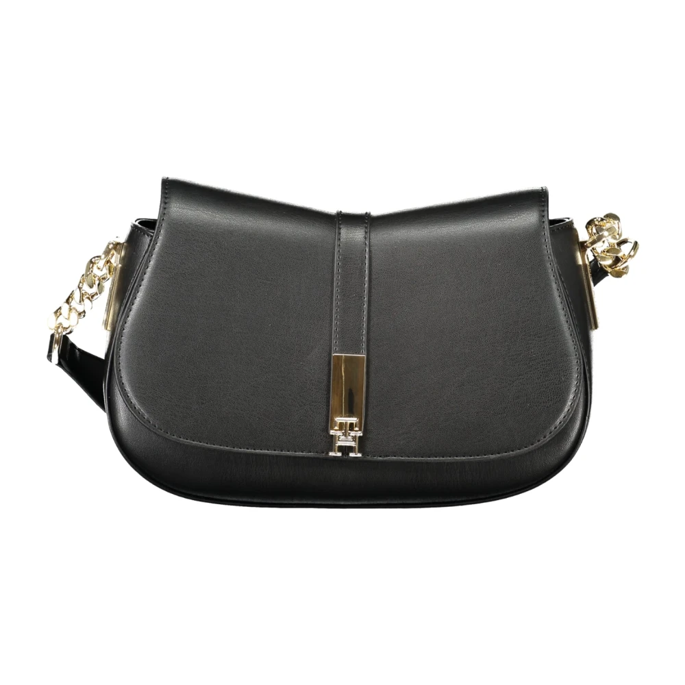 Tommy Hilfiger Zwarte Schoudertas met Verstelbare Band Black Dames