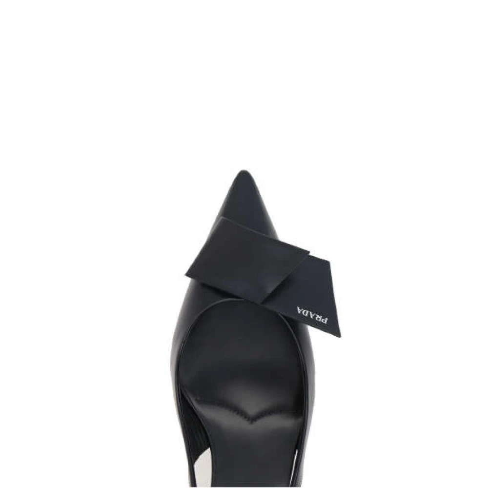 Prada Zwarte slingback met hak en origami-detail Black Dames