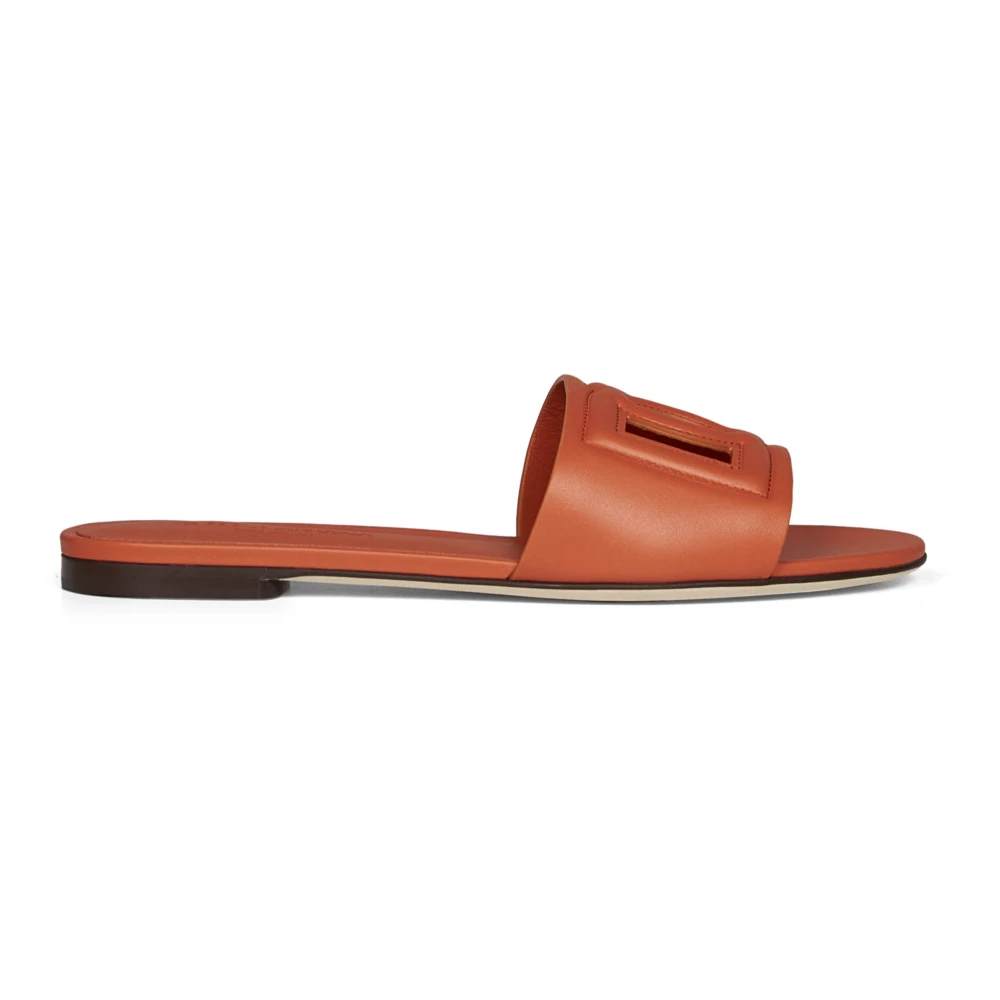 Dolce & Gabbana Women's Orange Sliders, 8 Uk, Calf Leather Slider