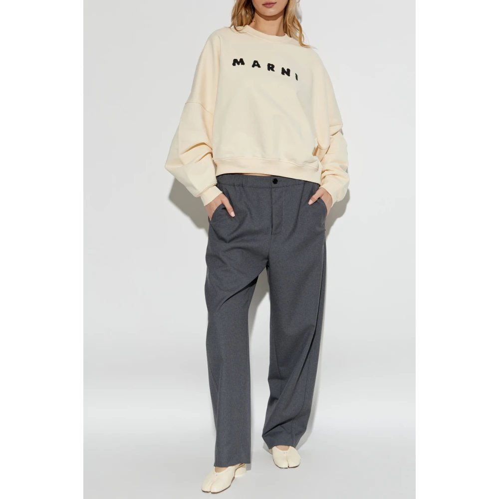 Marni Sweatshirt met logo Beige Dames