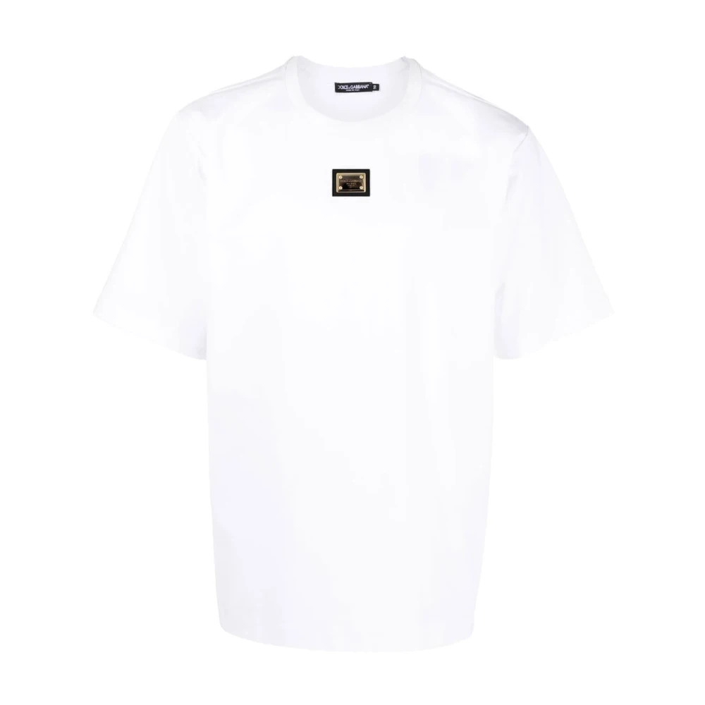 Dolce & Gabbana Logo-Plaque T-Shirt en Polo Collectie White Heren