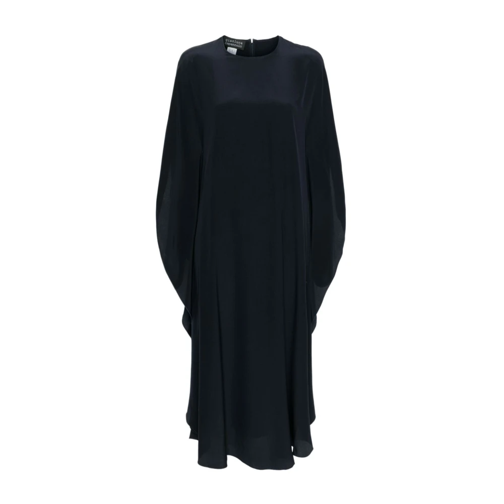Gianluca Capannolo Midnight Blue Zijden Jurk Black Dames
