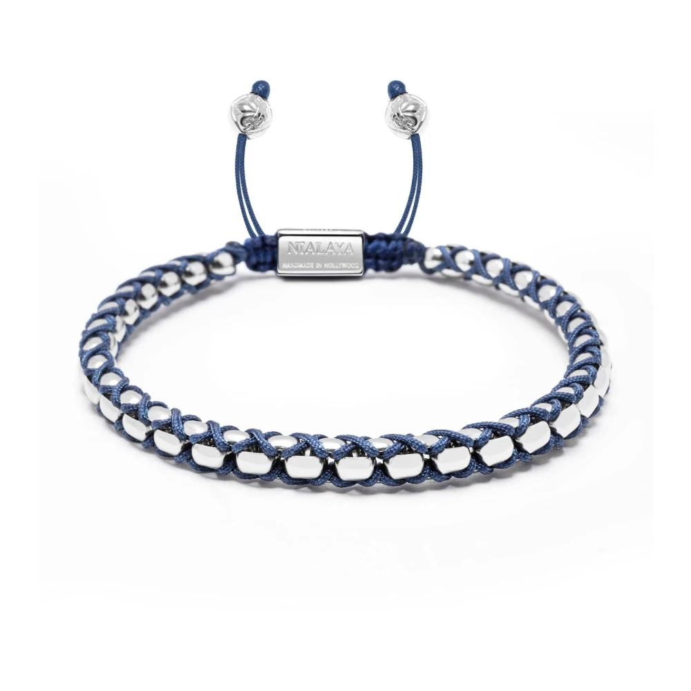 Nialaya Men's Gray Woven Box Chain Bracelet