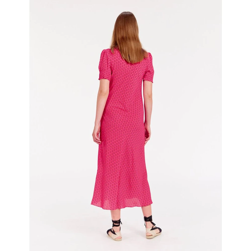 Ines De La Fressange Paris Roze Print Jurk met Druppel Kraag Pink Dames