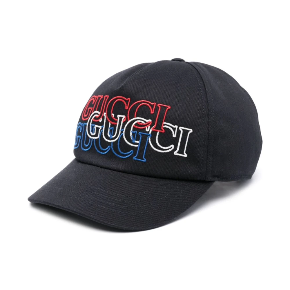 Gucci Men's Blue Embroidered Logo Baseball Cap