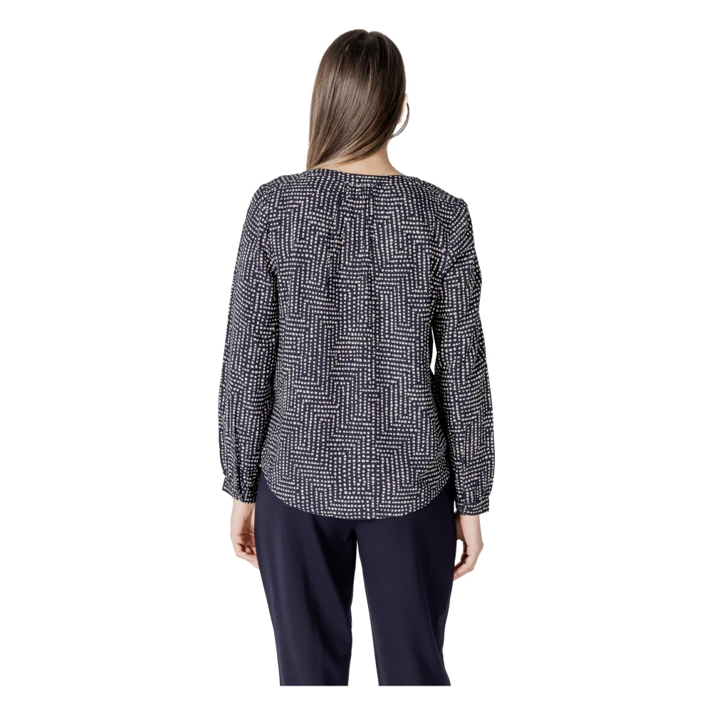 Street One Geometrische V-hals Blouse Blue Dames
