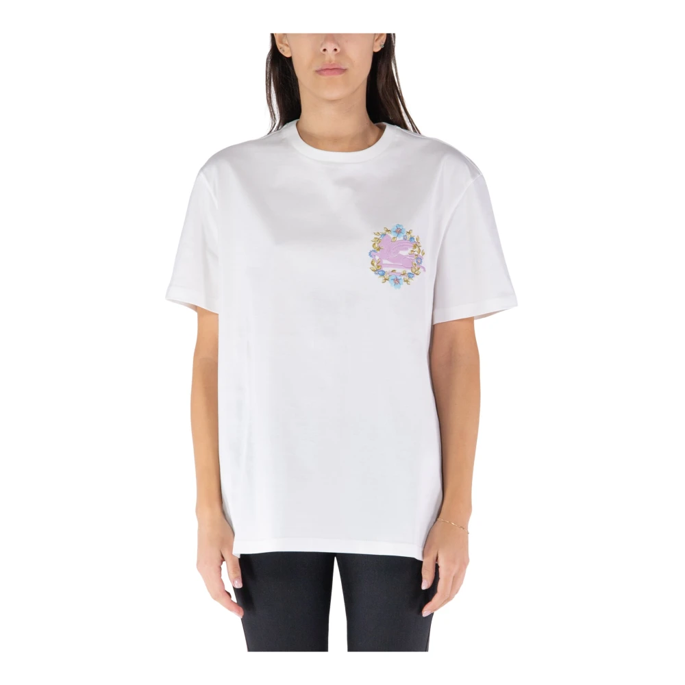 ETRO Geborduurd T-shirt White Dames