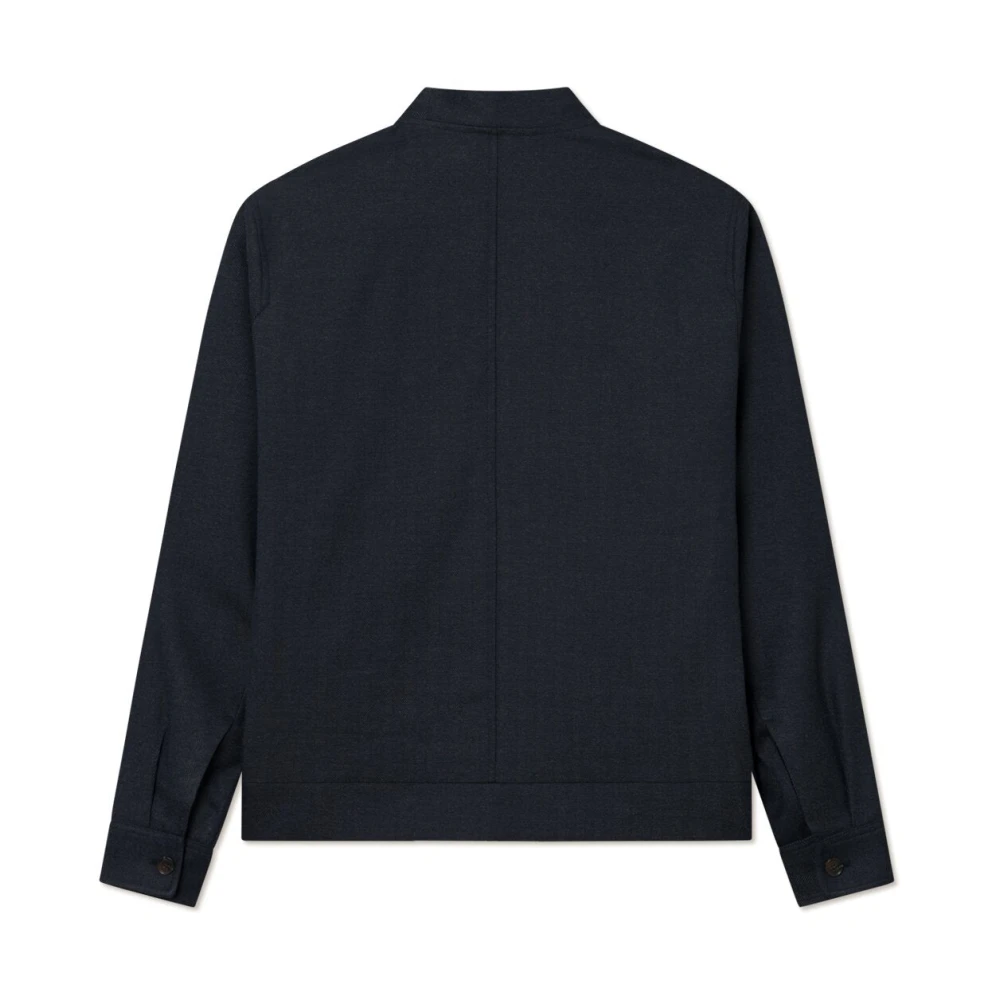 Les Deux Herringbone Bomber Jacket Blue Heren