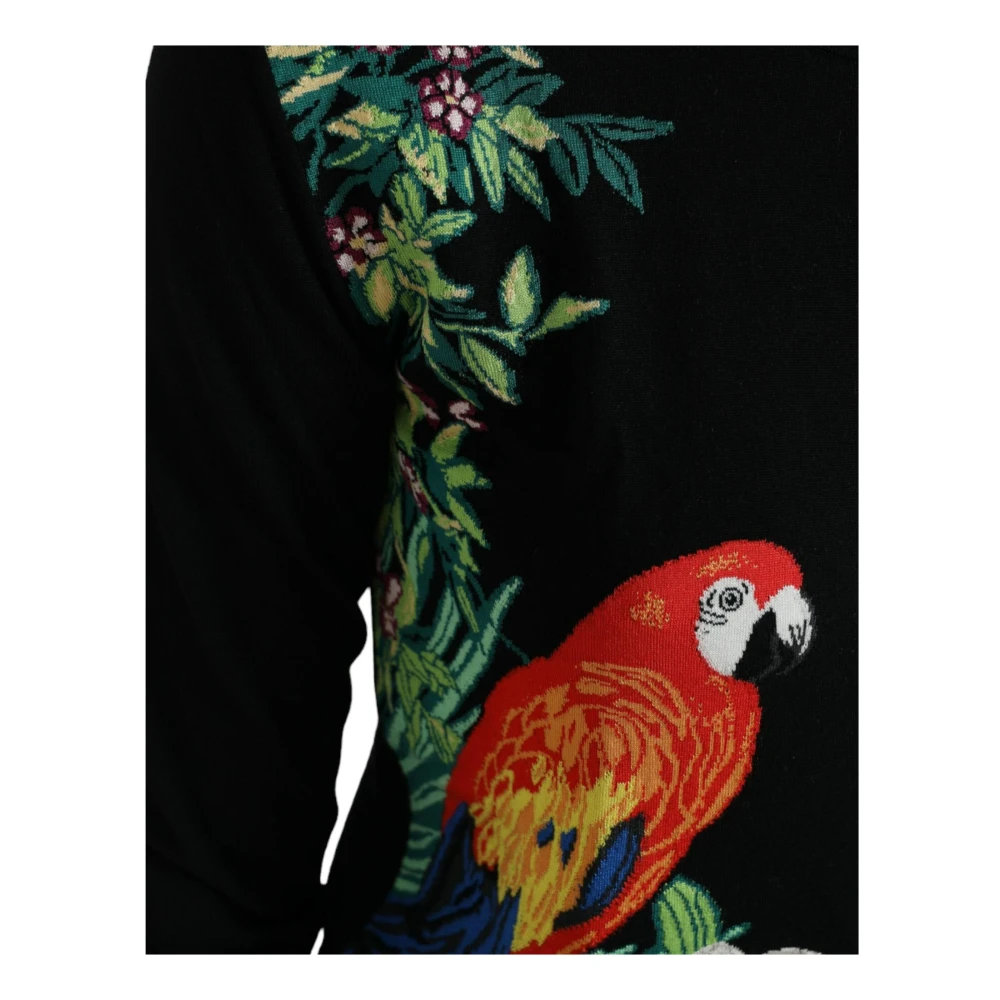 Dolce & Gabbana Vogelprint Wol-Zijde Cardigan Sweater Multicolor Dames