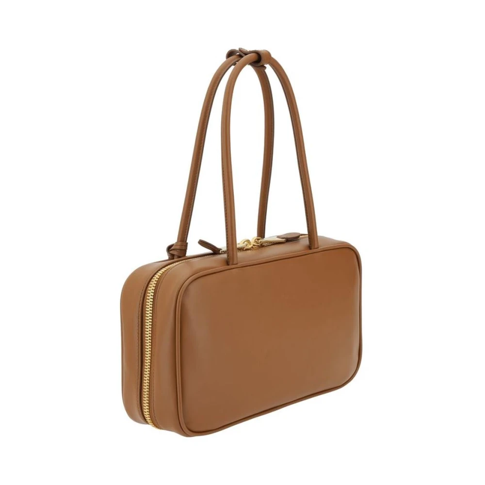 Miu Geometrische Leren Schoudertas met Hangslot Brown Dames