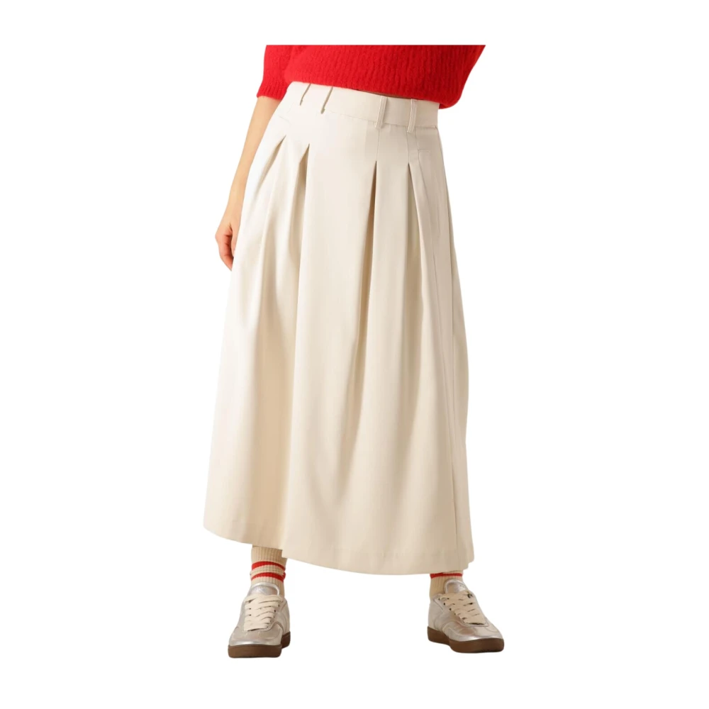 Co'Couture Elegante Plooirok in Ecru Beige Dames