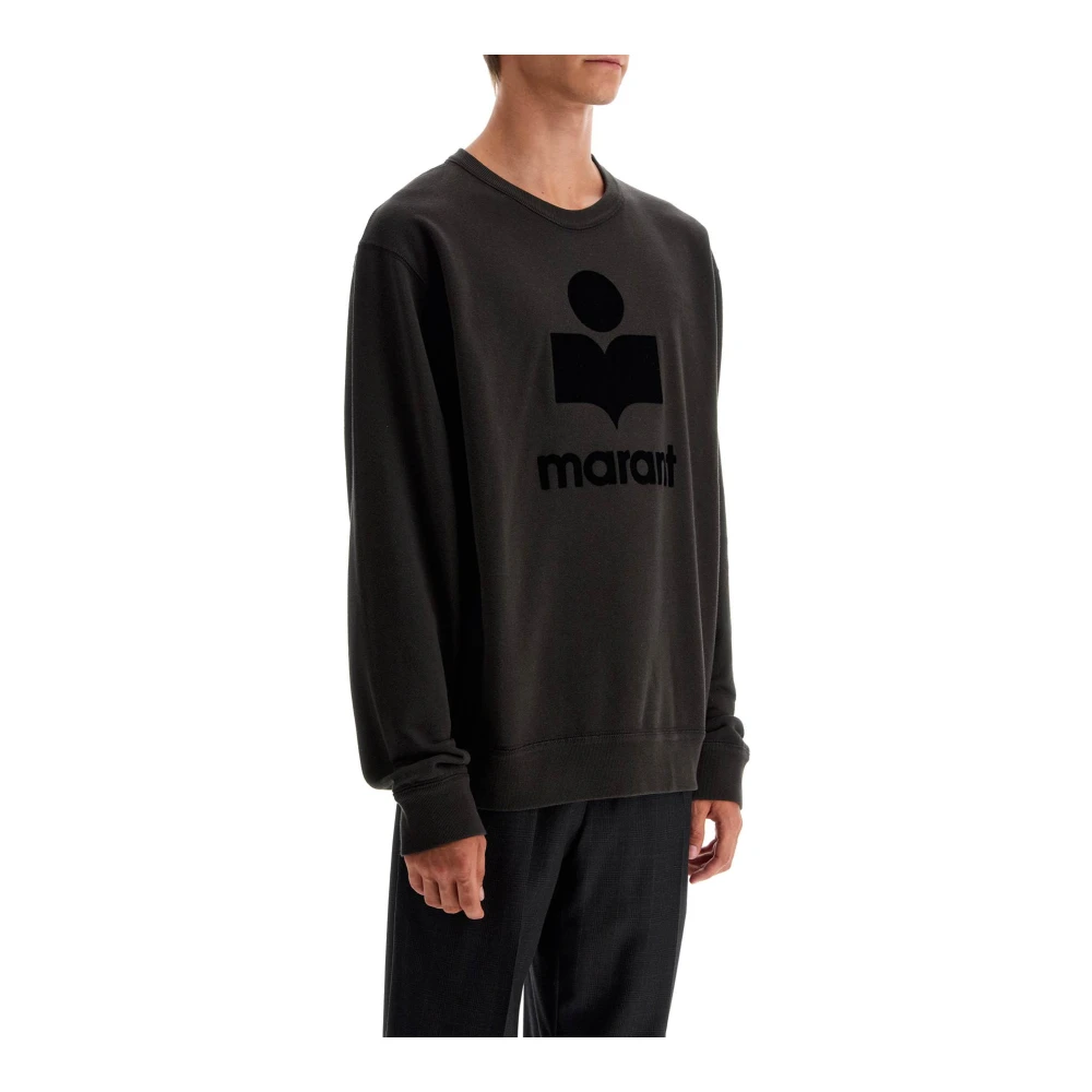 Isabel marant Flocked Logo Sweatshirt Oversized Fit Gray Heren