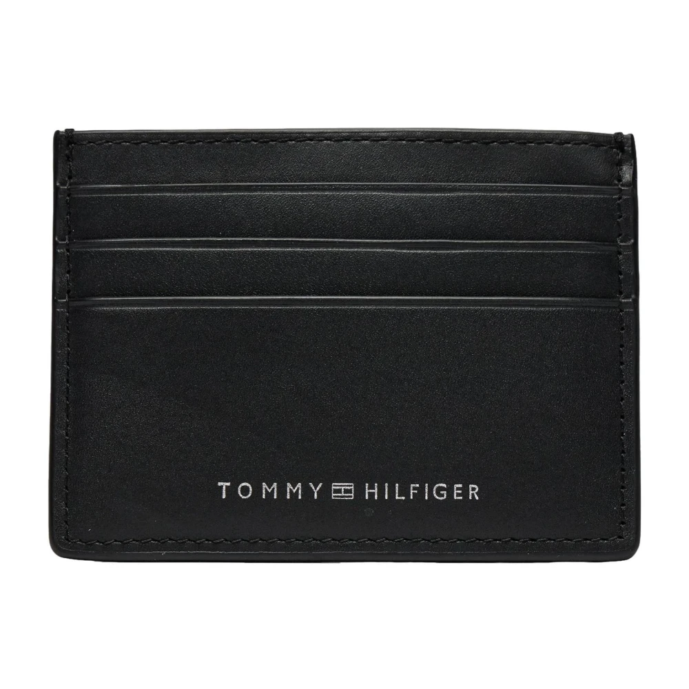 Tommy Hilfiger Zwarte Leren Herenportemonnee Eenvoudige Stijl Black Heren