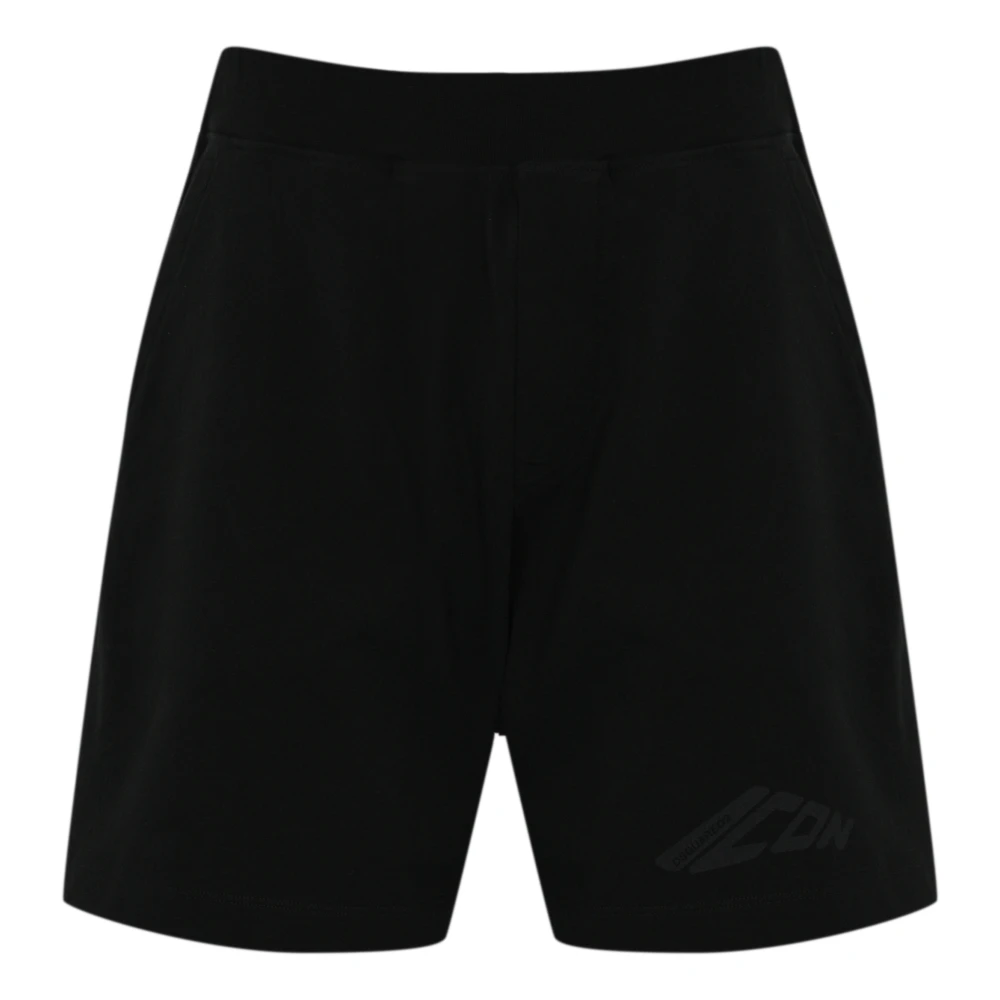 Dsquared2 Zwarte Katoenen Bermuda Shorts met Logo Black Heren