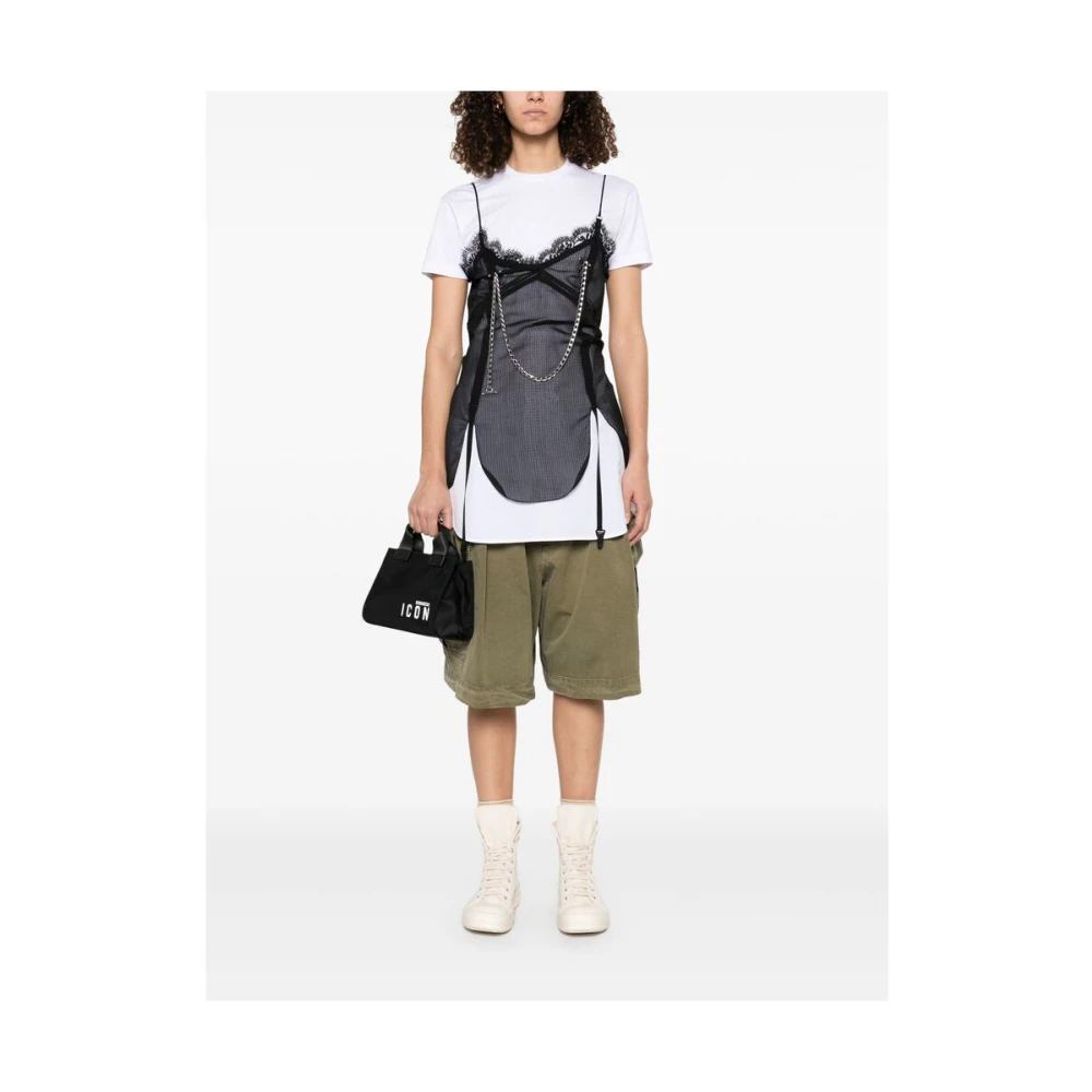 Dsquared2 Zwarte Chain-Link Jumpsuit Korte Mouwen Black Dames