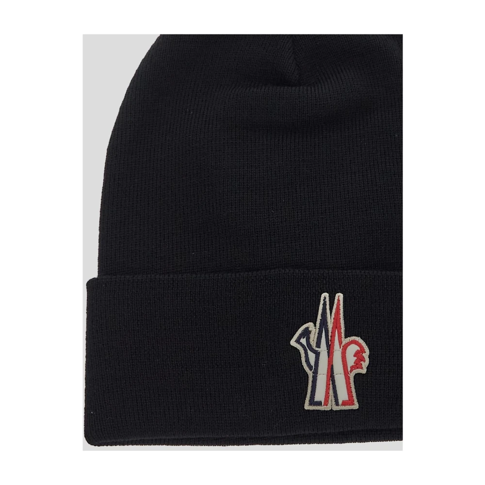 Moncler Wollen Tricot Beanie Muts Black Heren