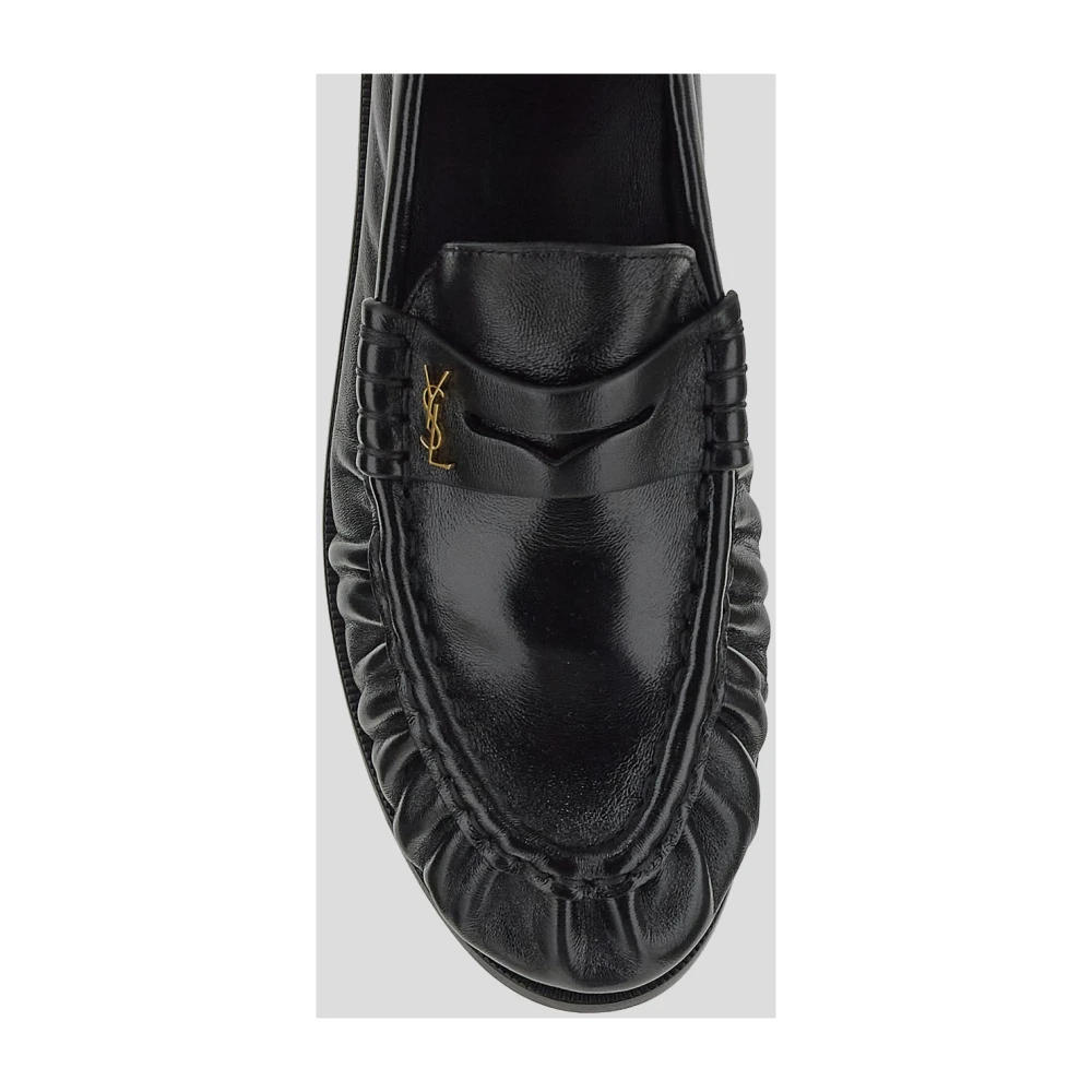 Saint Laurent Leren Penny Slipper Loafer Black Heren