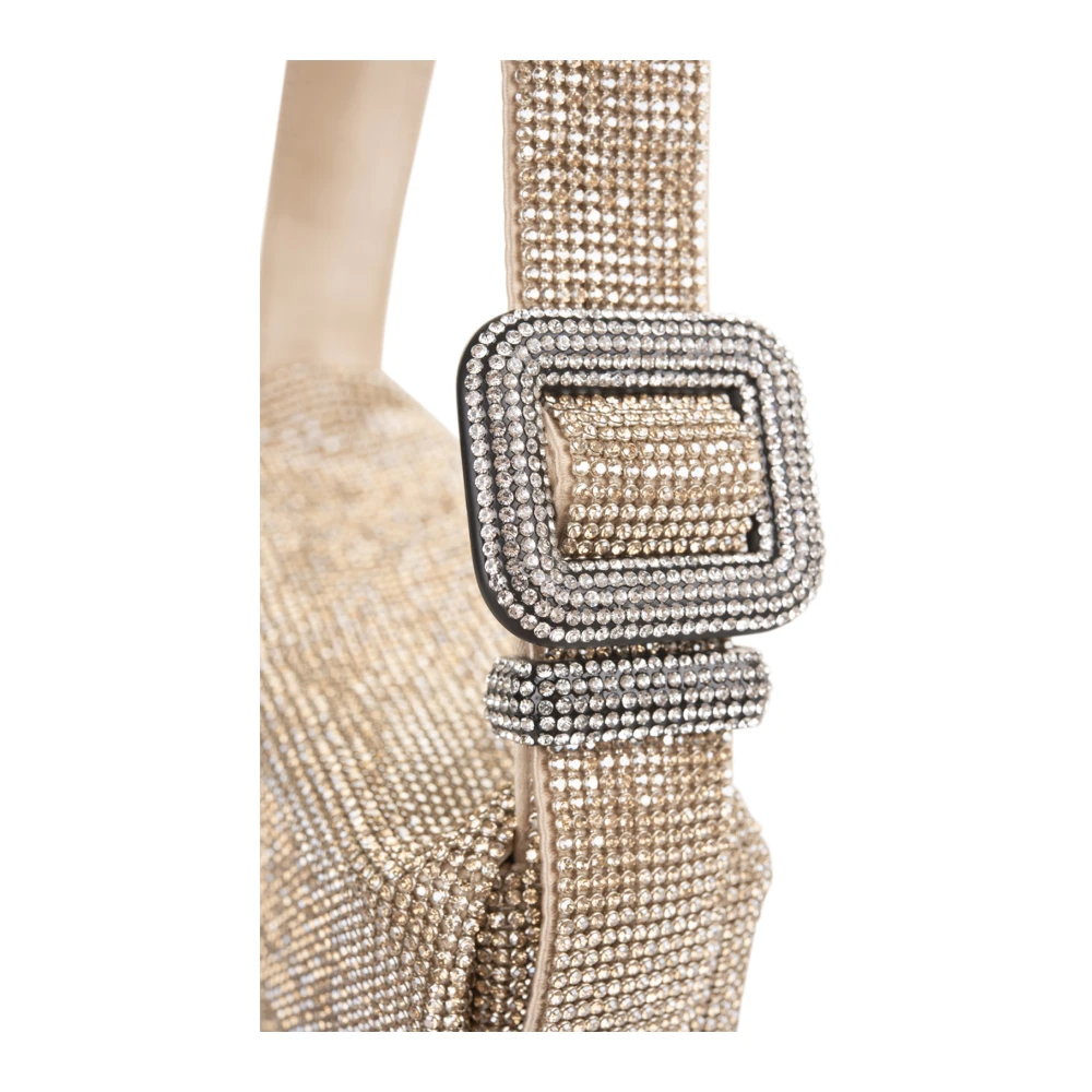 Benedetta Bruzziches Kristal Metalen Mesh Schoudertas Beige Dames