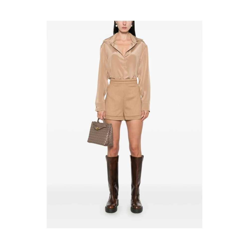 Max Mara Beige Polo Kraag Shirt met Lange Mouwen Beige Dames