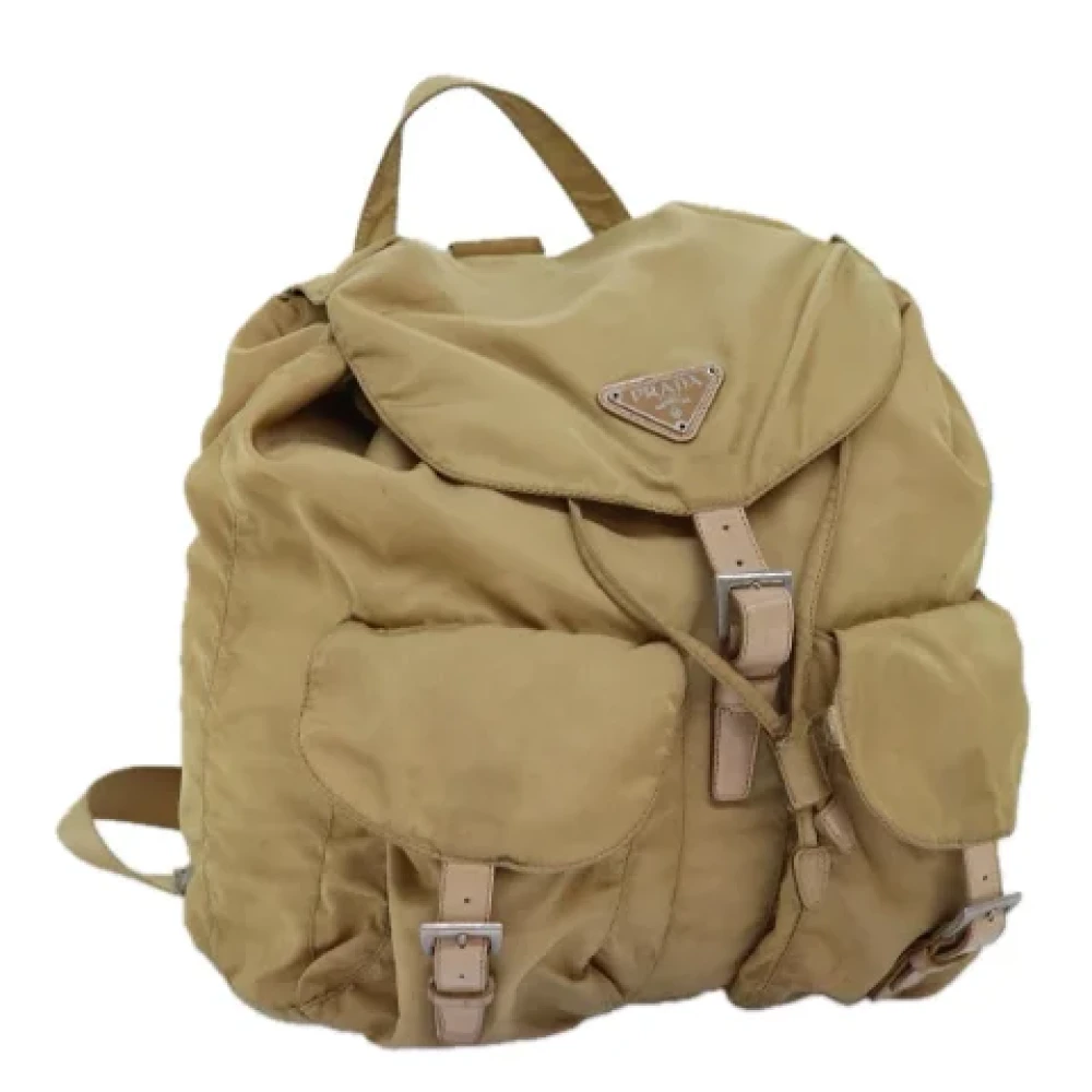 Prada Vintage Pre-owned Nylon backpacks Beige Dames