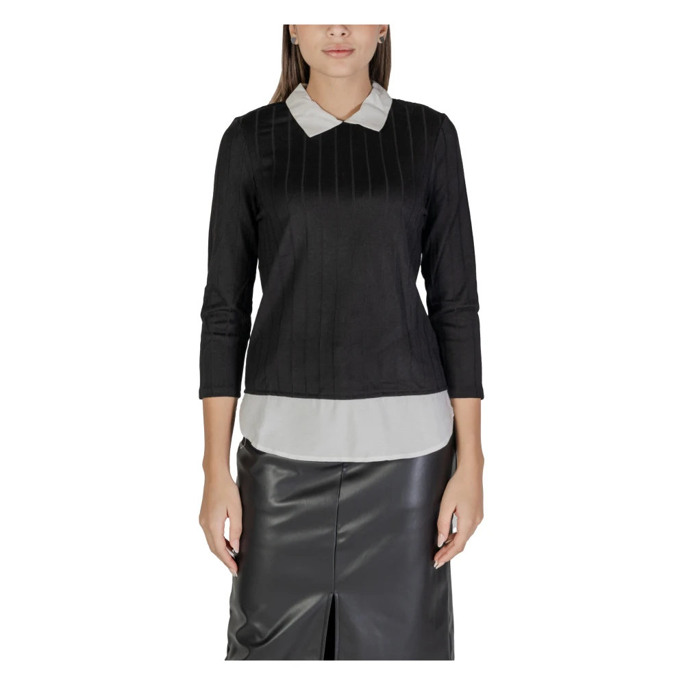 Jacqueline de Yong Gebreide Top Blouse Black Dames