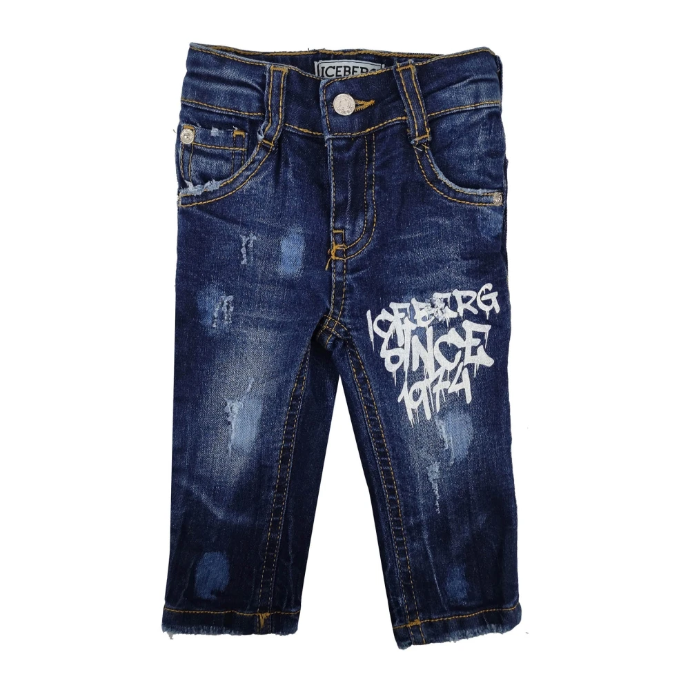 Iceberg Boys Blue Stretch Cotton Jeans - Jeans - 12 M - Kids