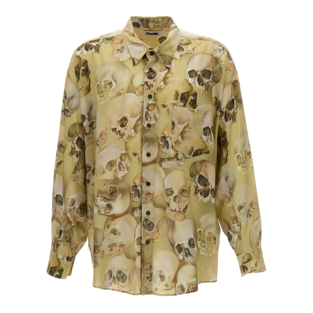 Magliano Mannelijk Geel Overhemden Heren, S, Fontanelle All-Over Print Shirt