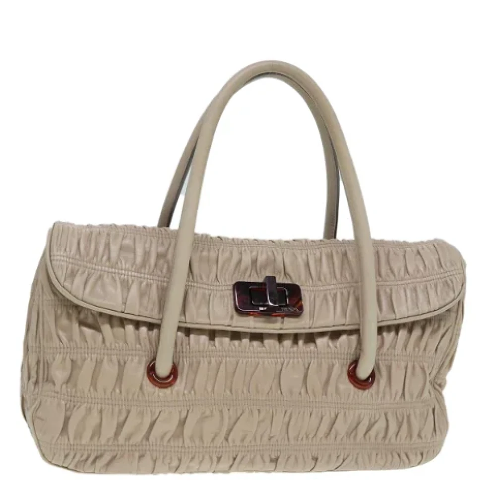 Prada Vintage Pre-owned Leather handbags Beige Dames