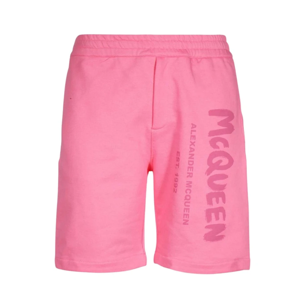 Alexander mcqueen Roze katoenen shorts met graffiti print Roze Heren