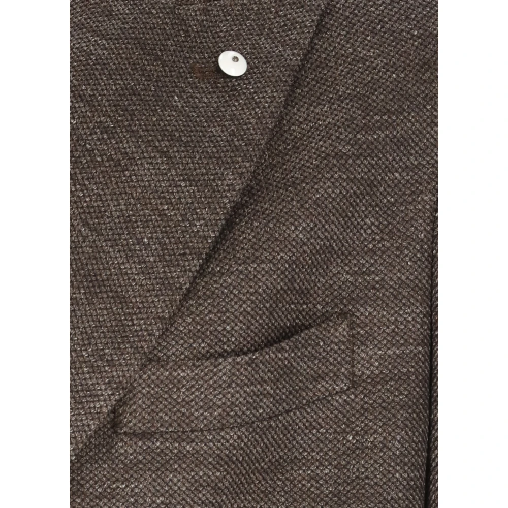 Lubiam Bruine Linnen Blend Dubbelrijige Jas Brown Heren