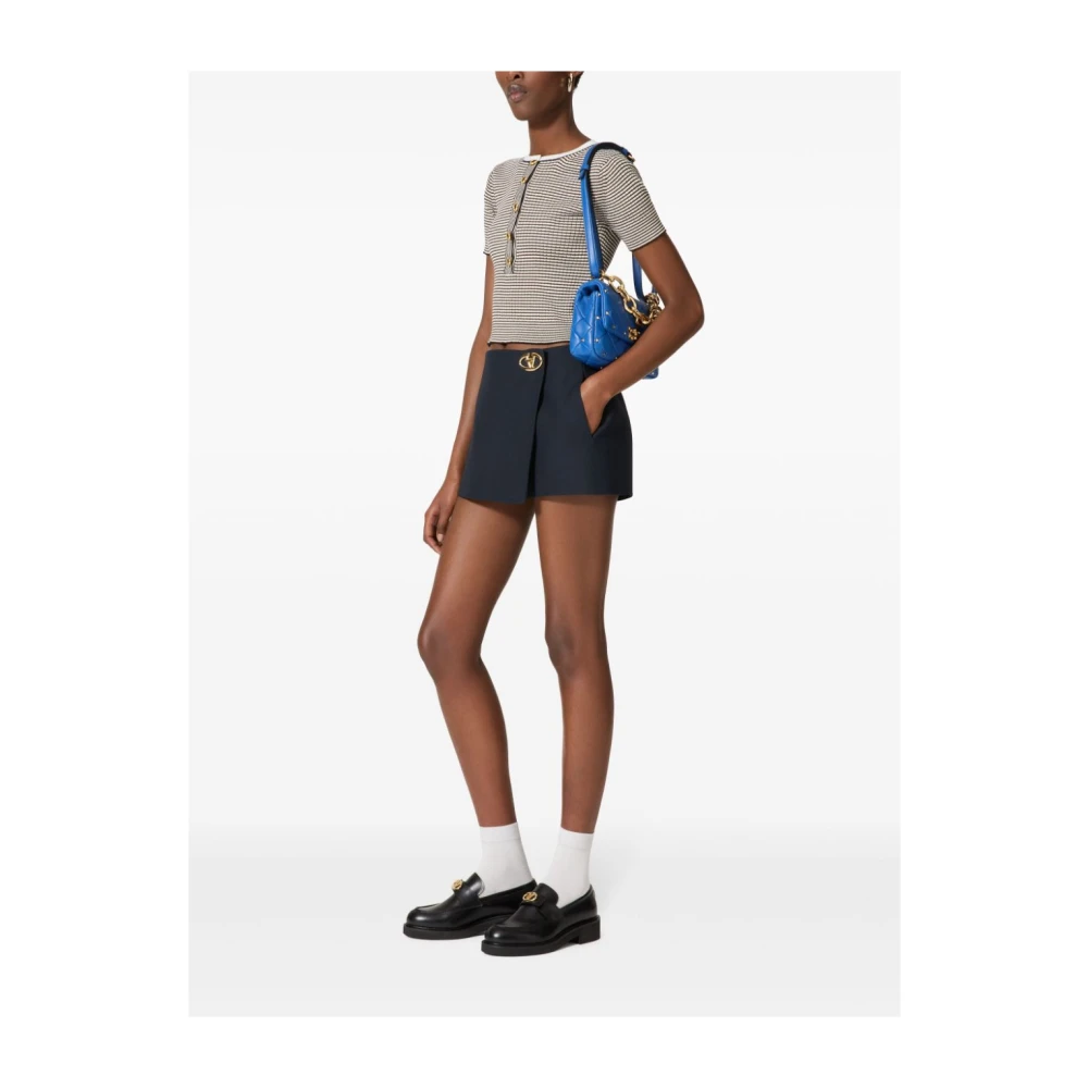 Valentino Garavani Blauwe Crepe Couture Rok VLogo Locker Blue Dames