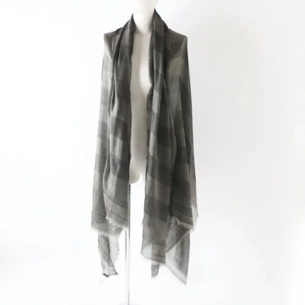 Dior Vintage Pre-owned Cashmere scarves Gray Dames