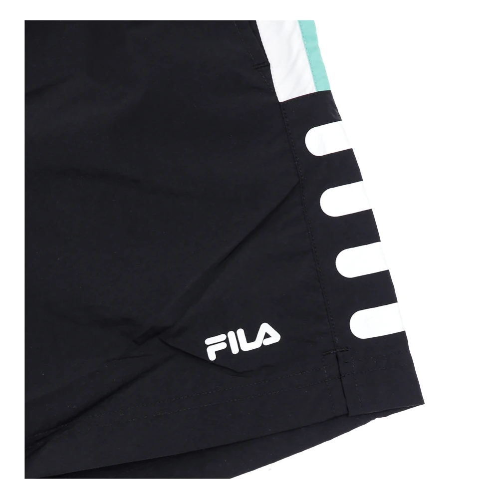 Fila Geweven Shorts Zwart Groen Wit Lichtgewicht Elastisch Multicolor Heren