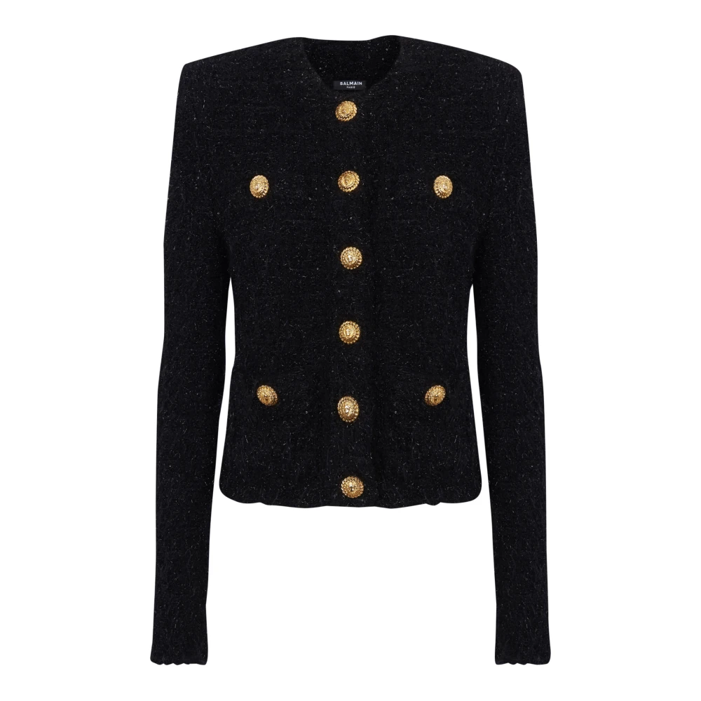 Balmain Black Buttons Tweed Jacket - Female - Cardigans - M - Knitwear