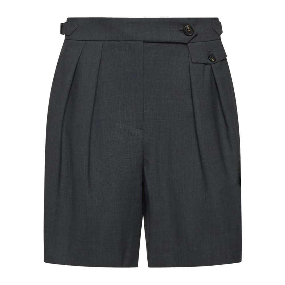 BRUNELLO CUCINELLI Grijze Wollen Blend Shorts met Bandjes Gray Dames