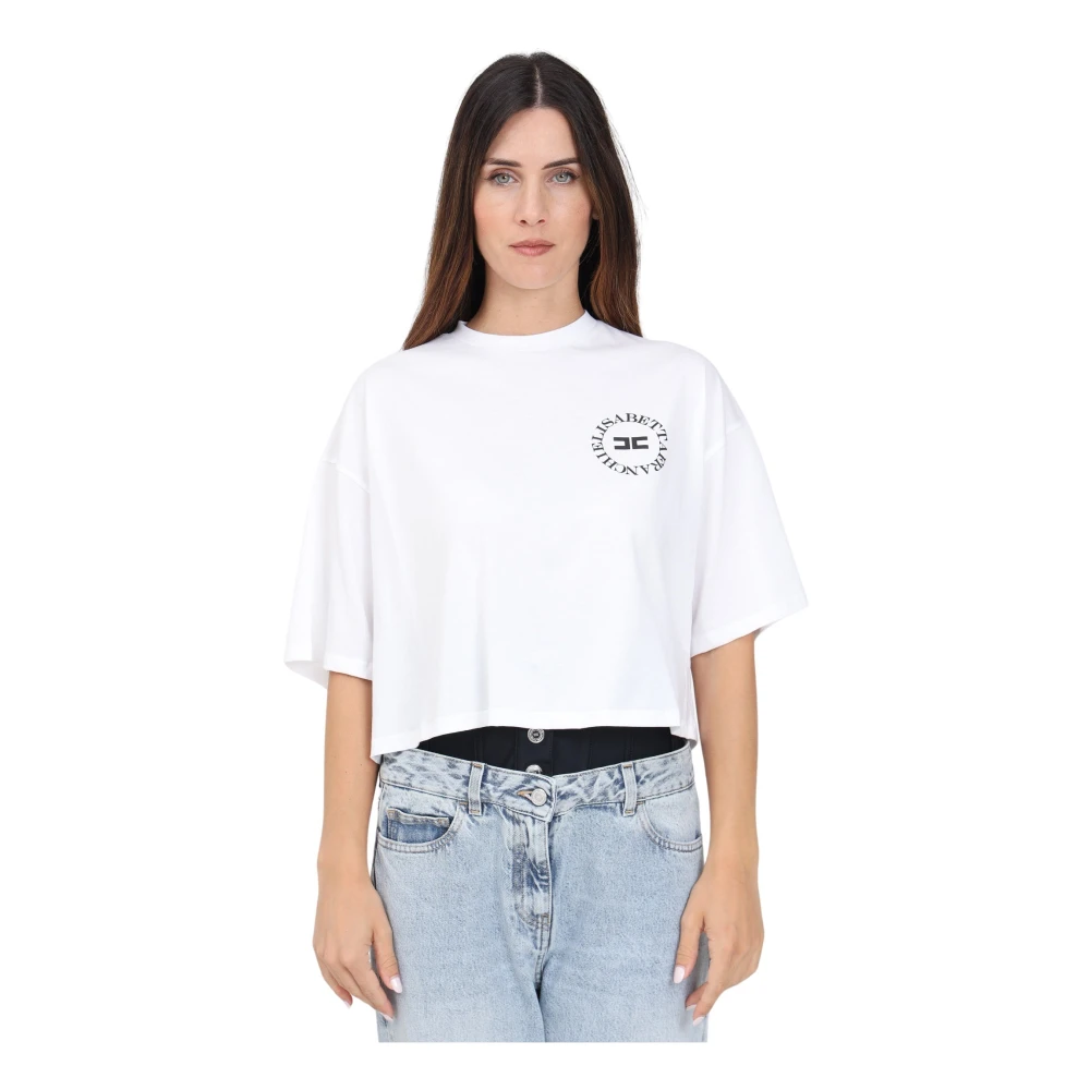 Elisabetta Franchi Wit waterlogo T-shirt White Dames