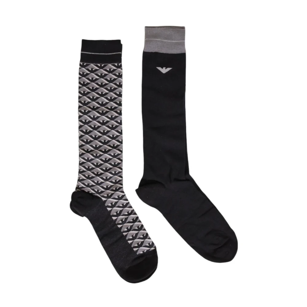 Emporio Armani Geometrisch Patroon Sokken Stijlvolle Herenondergoed Gray Heren