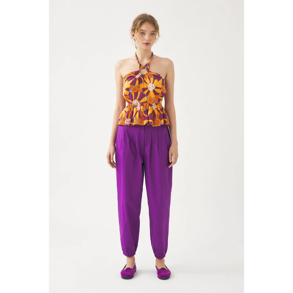 Antik batik Harem broek met clips onderkant Purple Dames